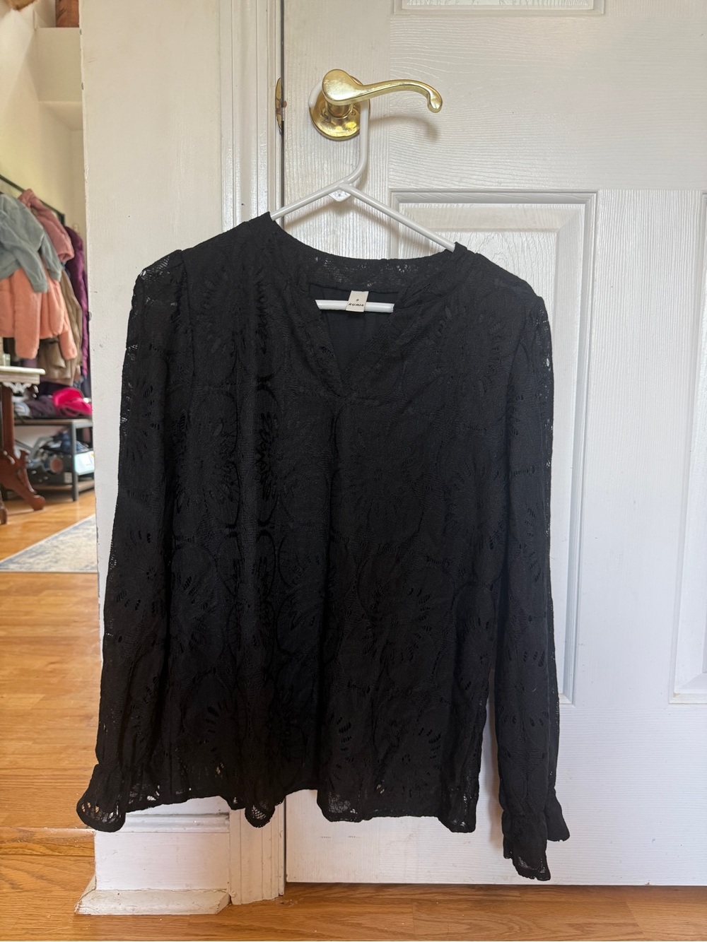 Women's Black Lace V-Neck Blouse